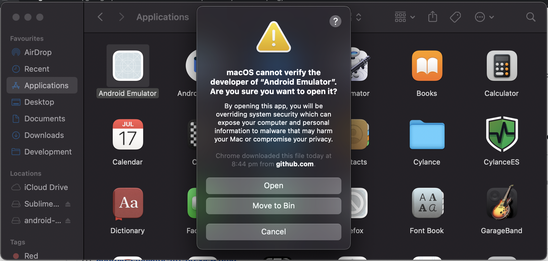 android studio emulator crashes mac